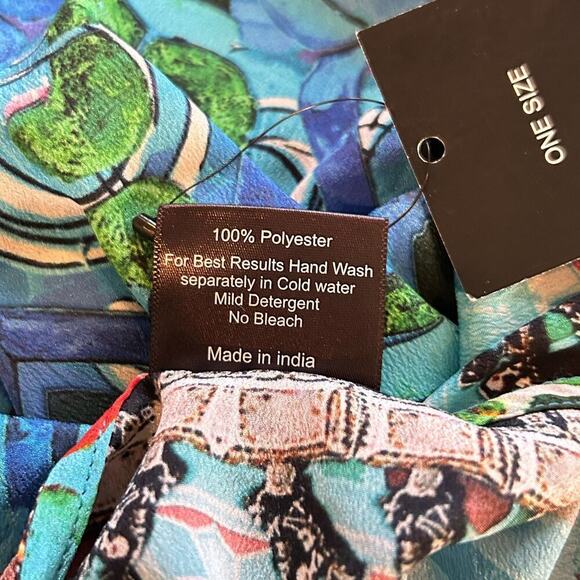 Sakkas Cover Up Womens OS Blue Multi Color V Neck Beach Dress Rhinestones NEW - Picture 7 of 9